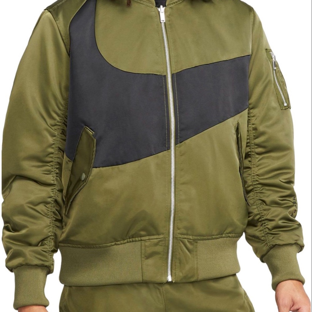 Nike Men's Olive Green and Black Bomber Jacket